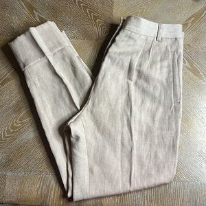 BY MALENE BIRGER Tan Wool/ Linen Blend Cuffed Ankle Pants 34